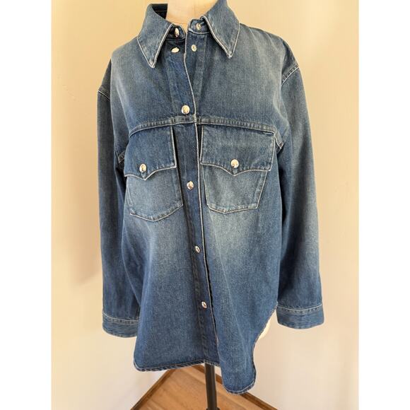 Khaite Jinn Denim Shirt Jacket Shacket 2024 Jeans Women's 2 Oversized Archer - Picture 2 of 8